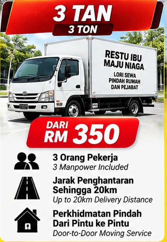 Lori 3 tan Pakej Bajet dari RM350 dengan 3 orang pekerja
