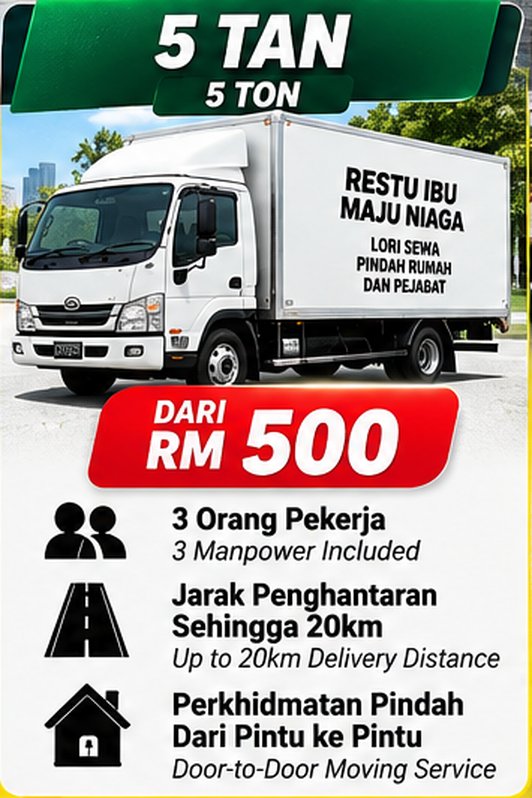 Lori 5 tan Pakej Bajet dari RM500 dengan 3 orang pekerja